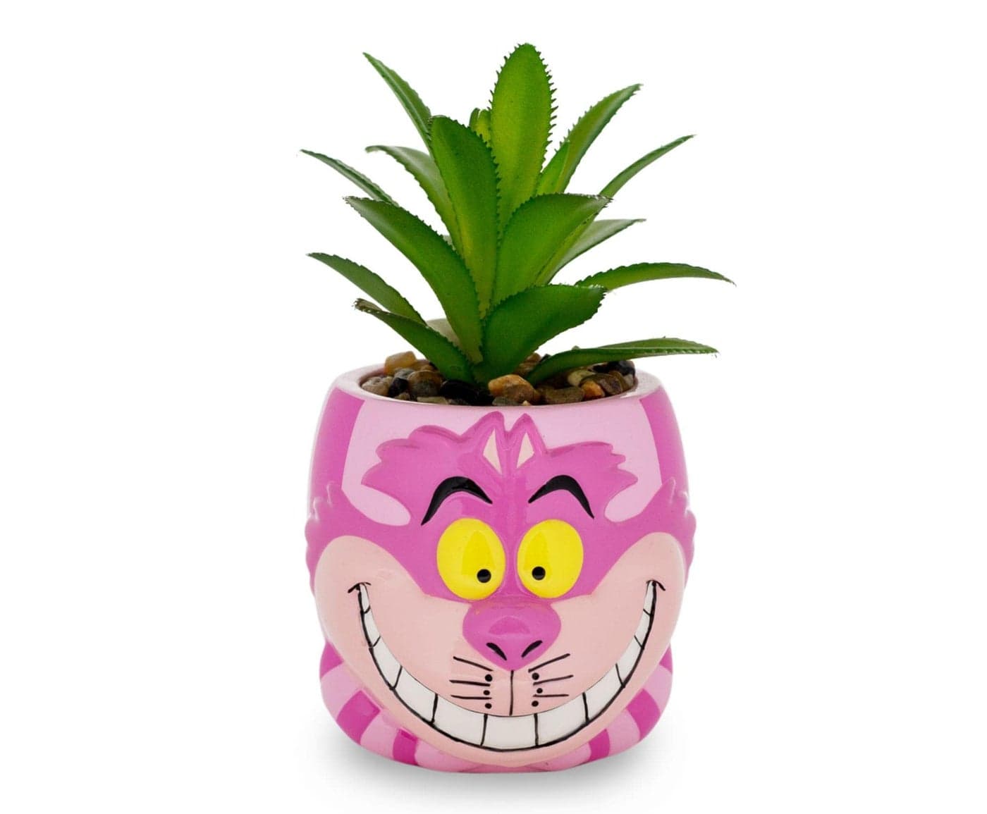 Silver Buffalo Disney Alice in Wonderland Cheshire Cat 3Inch Ceramic Mini Planter wArtificial Succulent Small Flower Pot Faux Indoor Plants for Desk Shelf Home Decor Trinket Tray