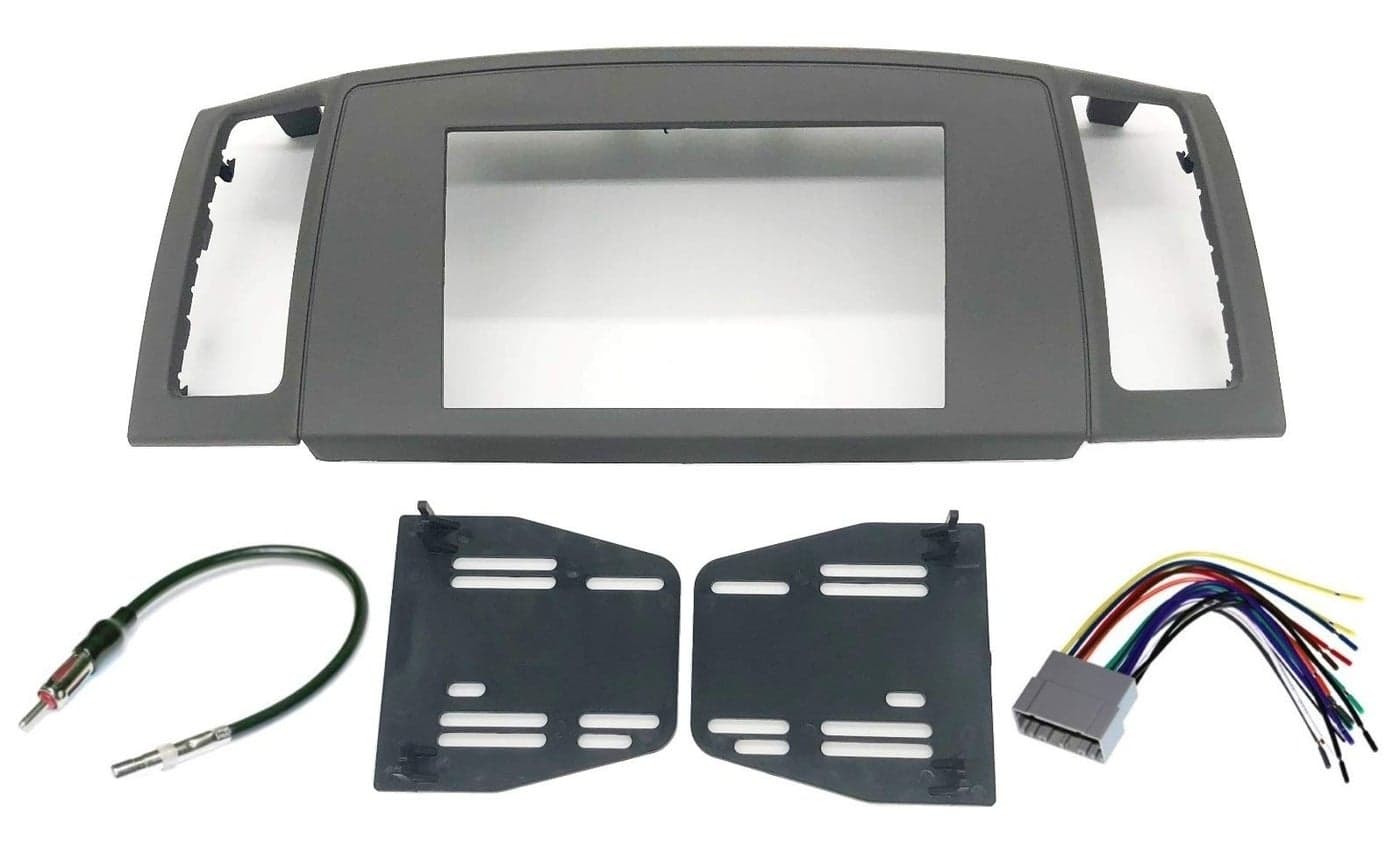 Double Din Navigation Radio Bezel Dash Install Kit with Standard Wiring Harness and Antenna Adapter - Khaki Compatible with Jeep Grand Cherokee 2005-2007