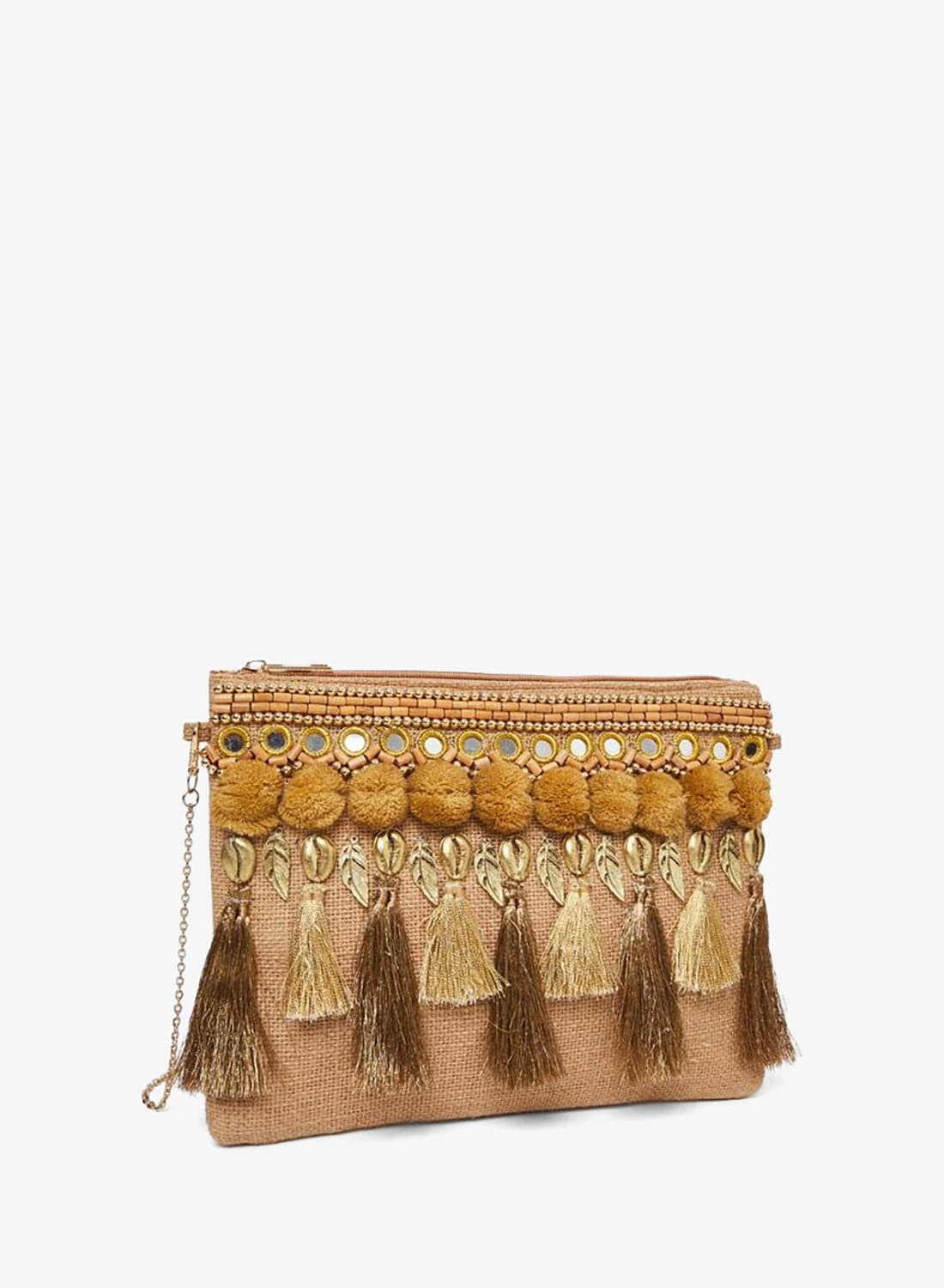 Styli Embroidered Tassel Clutch
