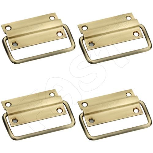 FAST PK02 SS Stainless Steel 3 Inch Cabinet Chest Pull Handle Kadi for Furniture Bed Storage Box Drawer & Door 4pcs (Brass Antique,Gold,Yellow)