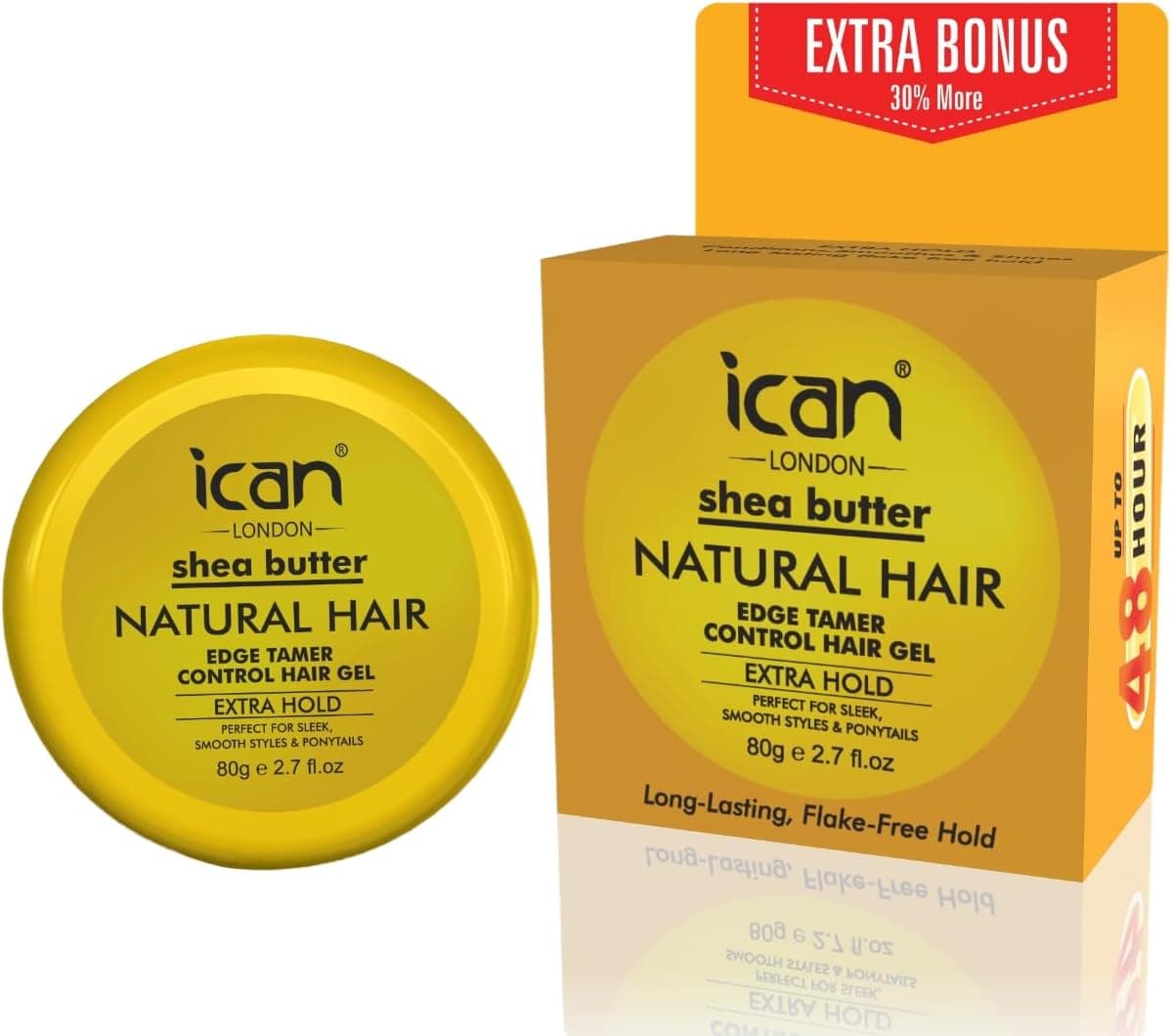 ican London Shea Butter Edge Control Hair Gel Extra Hold 80g
