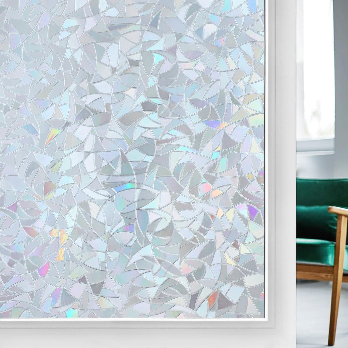 rabbitgoo Window Privacy Film Rainbow Film Decorative Window Sticker 3D Static Stained Glass Cling Tint for Home Heat Control NonAdhesive Grayish Silver 354 x 1574 inches