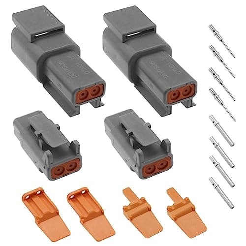 SING F LTD 2 Sets DTM Series 2 Pin Way Connector Kit Male Female Electrical Wire Connector Plug DTM062S DTM042P for Automobiles Motorcycles Trucks Boats