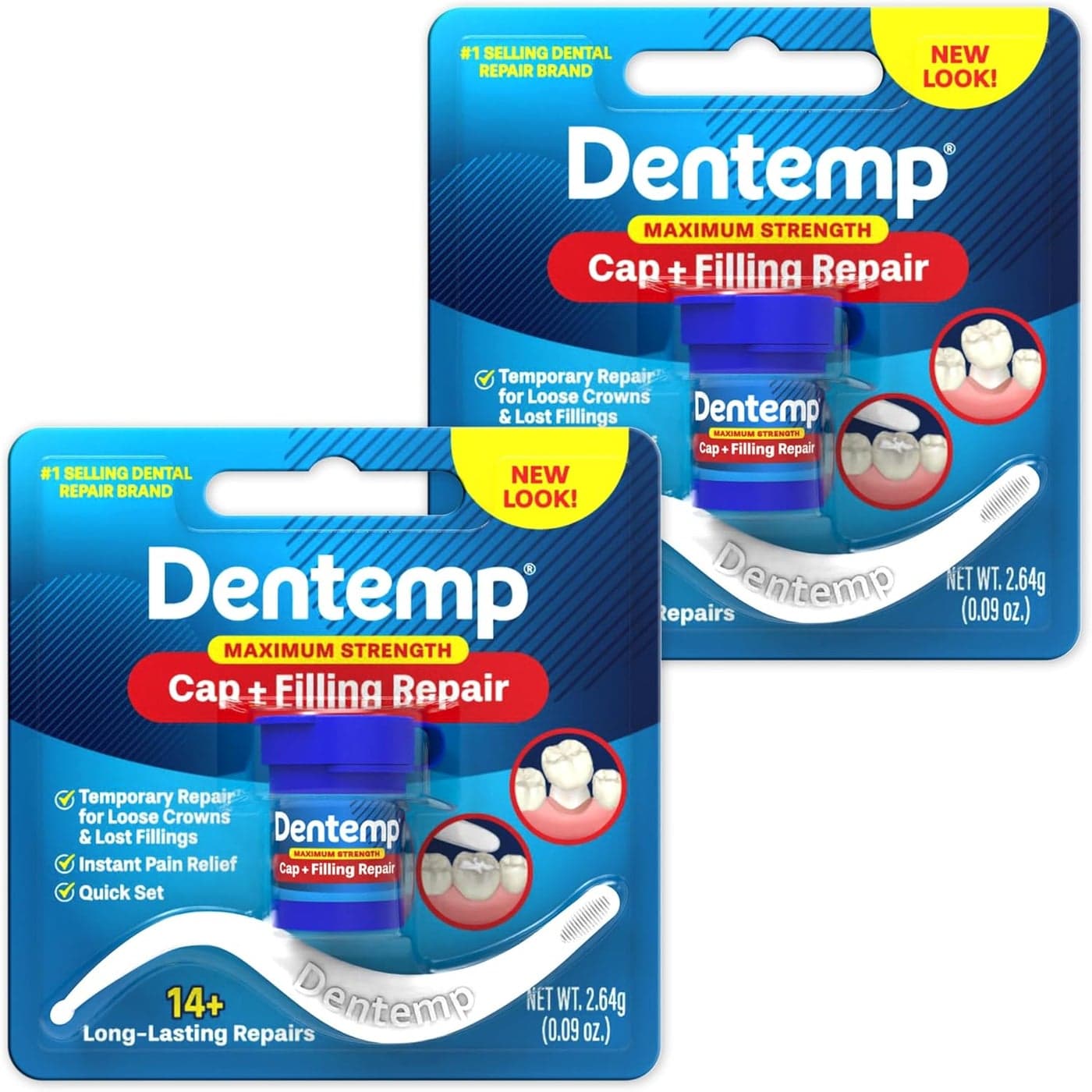 Dentemp Maximum Strength Loose Cap and Lost Filling Repair - Dental Repair Kit for Instant Pain Relief (Pack of 2)