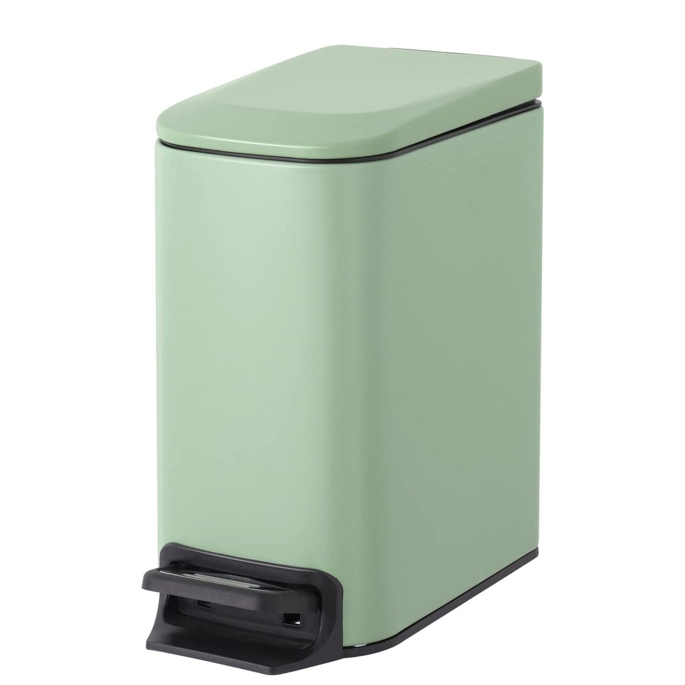 Cesun Small Bathroom Trash Can with Lid Soft Close Step Pedal 6 Liter 16 Gallon Stainless Steel Garbage Can with Removable Inner Bucket AntiFingerprint Finish Matt Green