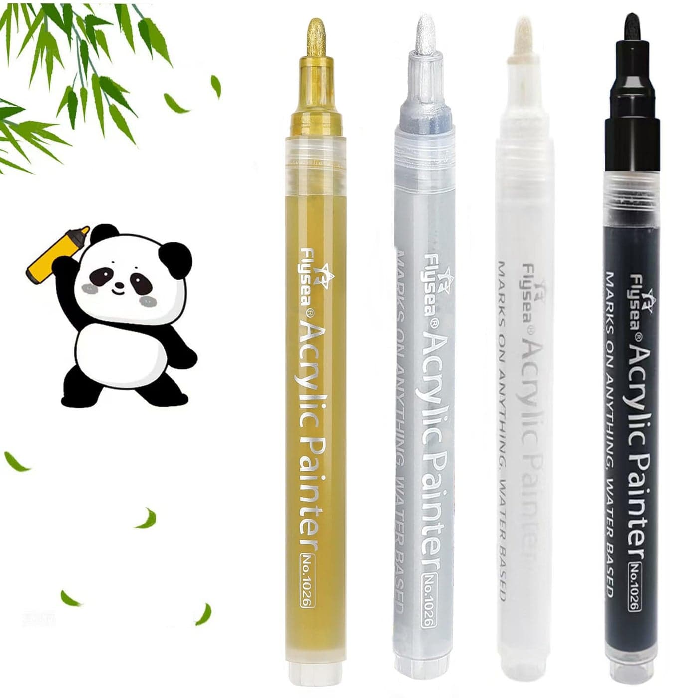 VHEONET Acrylic Paint Pens 12 Pack 3 Black 3 White 3 Gold 3 Silver 3mm Permanent Painting Markers DIY Craft for Rock Ceramic Glass Wood Plastic Canvas Fabric Mug Quick Dry High Volume Ink