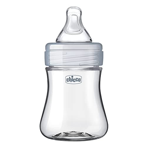 Chicco Duo 5oz Hybrid Baby Bottle Real Glass Inside Lightweight Plastic Outside Patented InvinciGlass Technology IntuiLatch Nipple ClearGrey