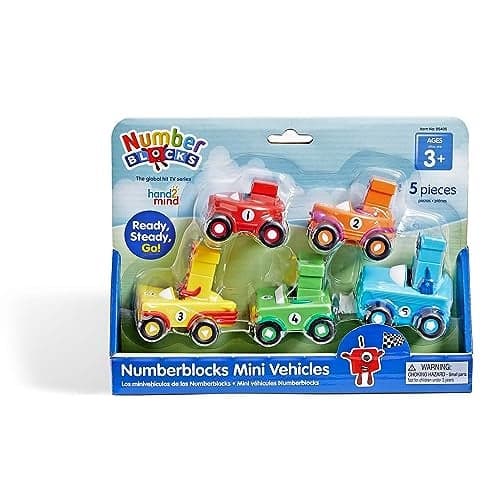 hand2mind Numberblocks Mini Vehicles Race Car Toys Toy Vehicle Playsets Play Figure Playsets Small Figurines for Kids Number Toys Counting Toys Math Toys for Kids 35 Birthday Gifts for Kids