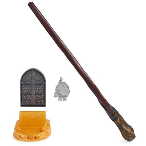 Wizarding World Harry Potter, 12-inch Magical Collector Ron Weasley Wand, Stand & Die-cast Icon, Magical Artifacts, Accessory for Halloween Costumes