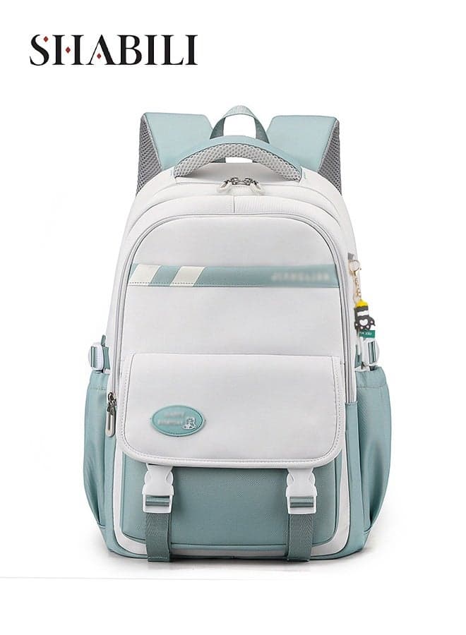 Girls Nylon Large-Capacity Multi-Pocket Waterproof Wear-resistant Backpack Trolley Back College School Bag for Daily Casual Party Travel, Students Laptop Sleeve Youth Cute Cartoon Commute with Pendant