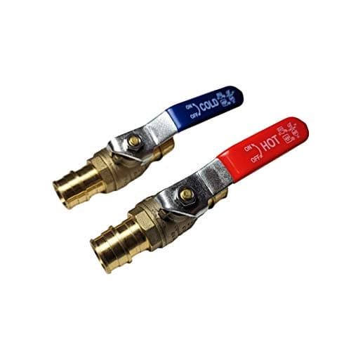 2 Pieces XFITTING 3/4" Pex A Expansion Ball Valve, 1 Red/Hot and 1 Blue/Cold, Pex A Pipe, Full Port, Brass