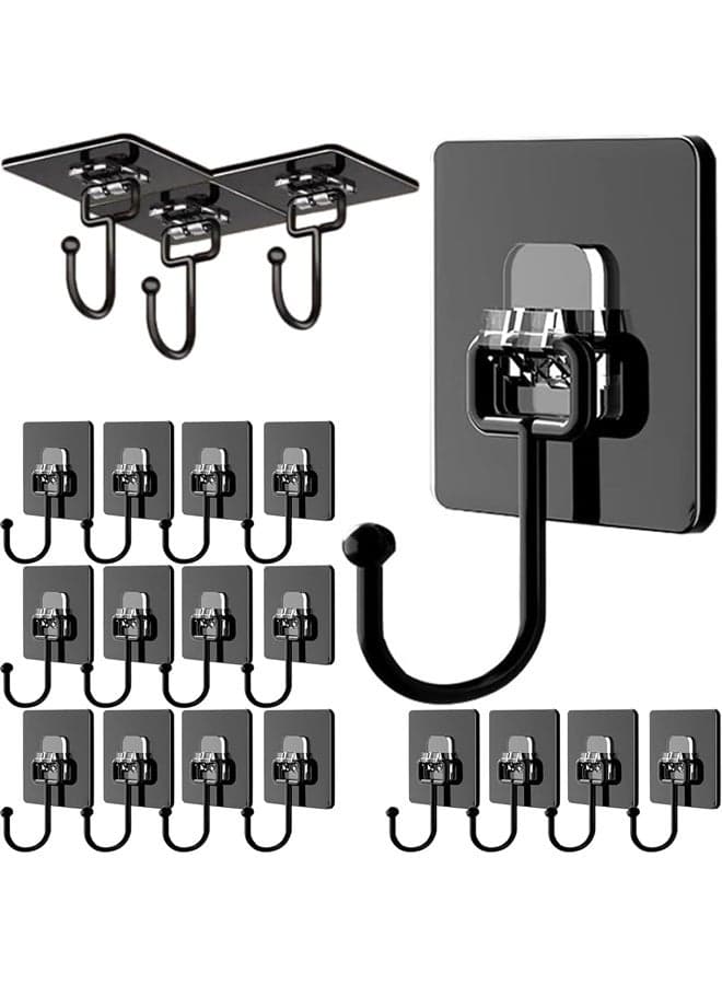 20Pcs Adhesive Hooks,Waterproof Wall Hooks for Hanging,Stainless Steel Towel and Coats Hooks,100lbs Load,Suitable for Bathroom Bedrooms Kitchens and Storage Room