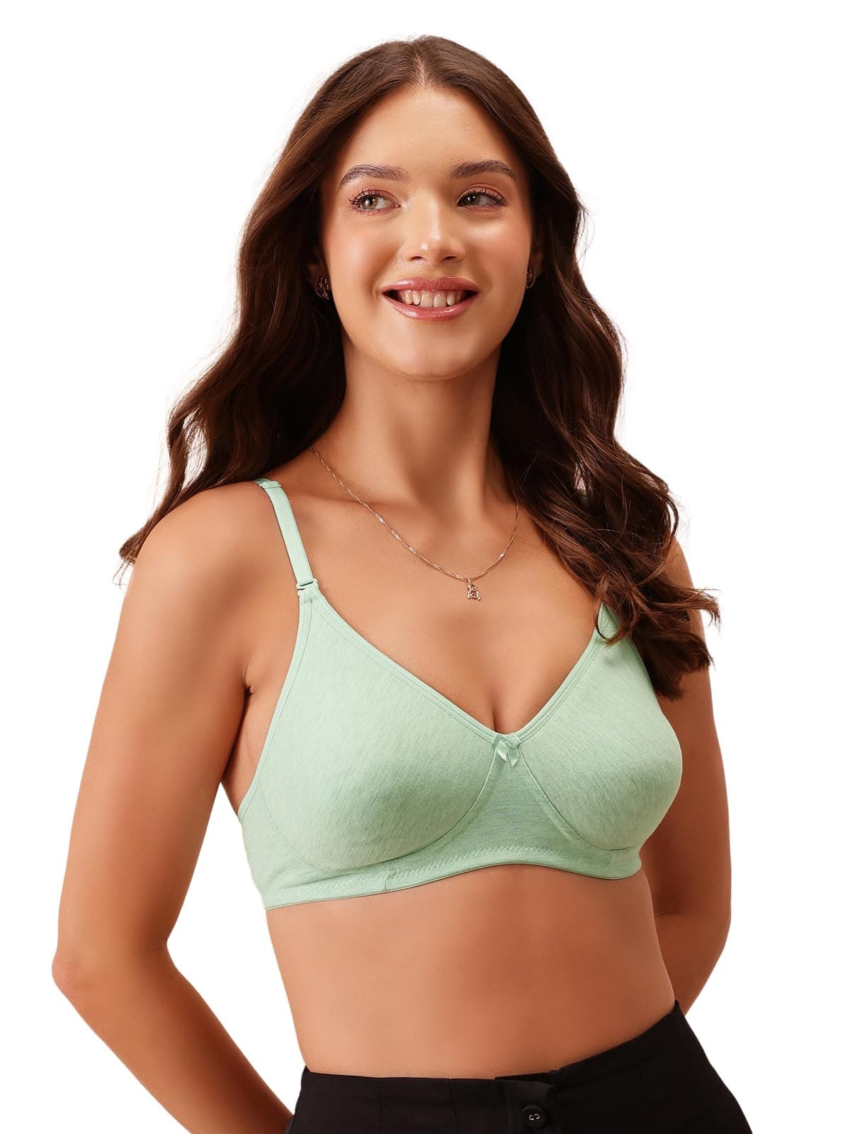 Clovia Women's Cotton Lightly Padded Non-Wired Full Cup Multiway T-Shirt Bra (BR1662A11_Green_36B)