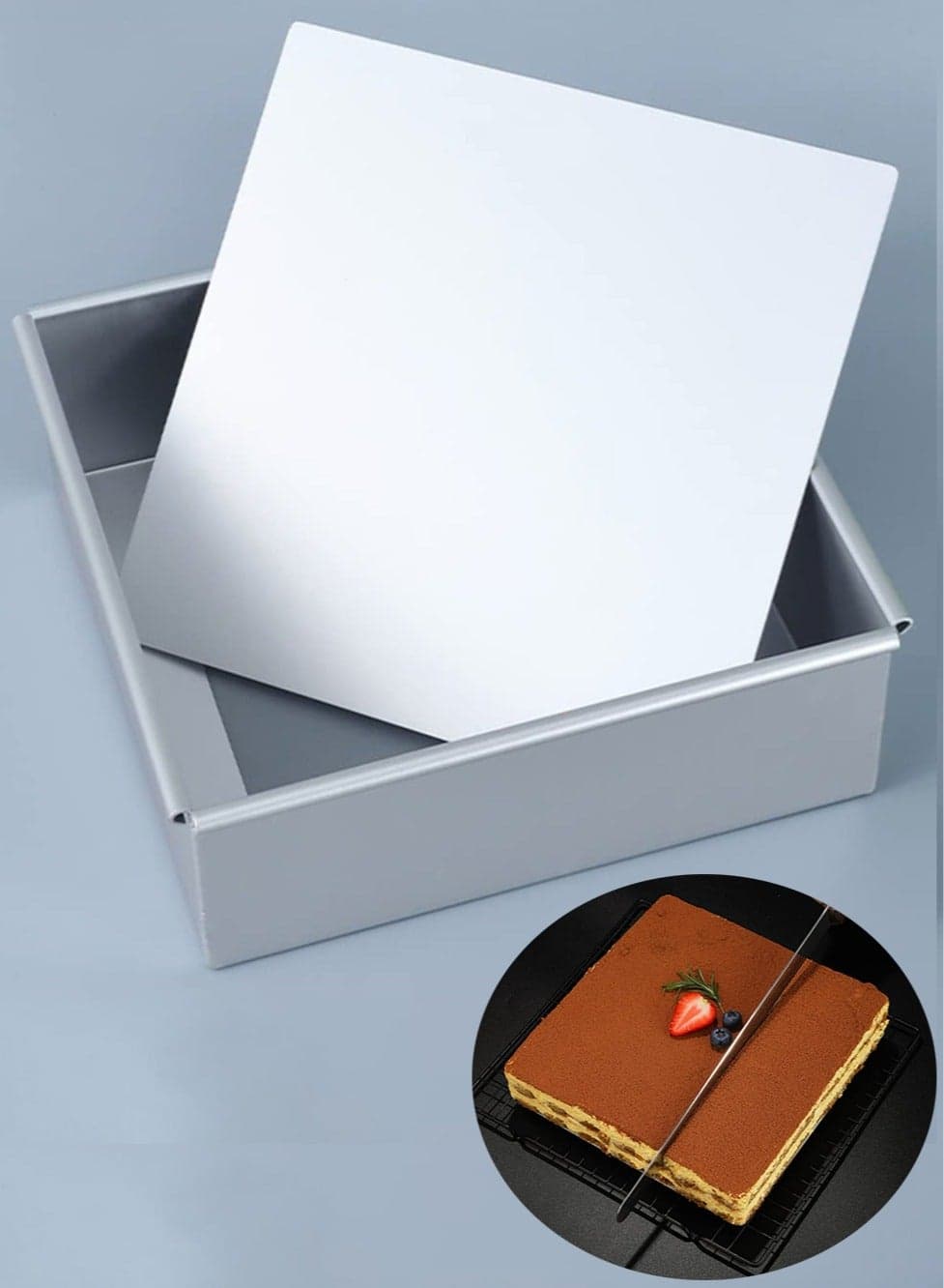 Square Pan for Brownie Cake Size 8 Inches with Removable Bottom