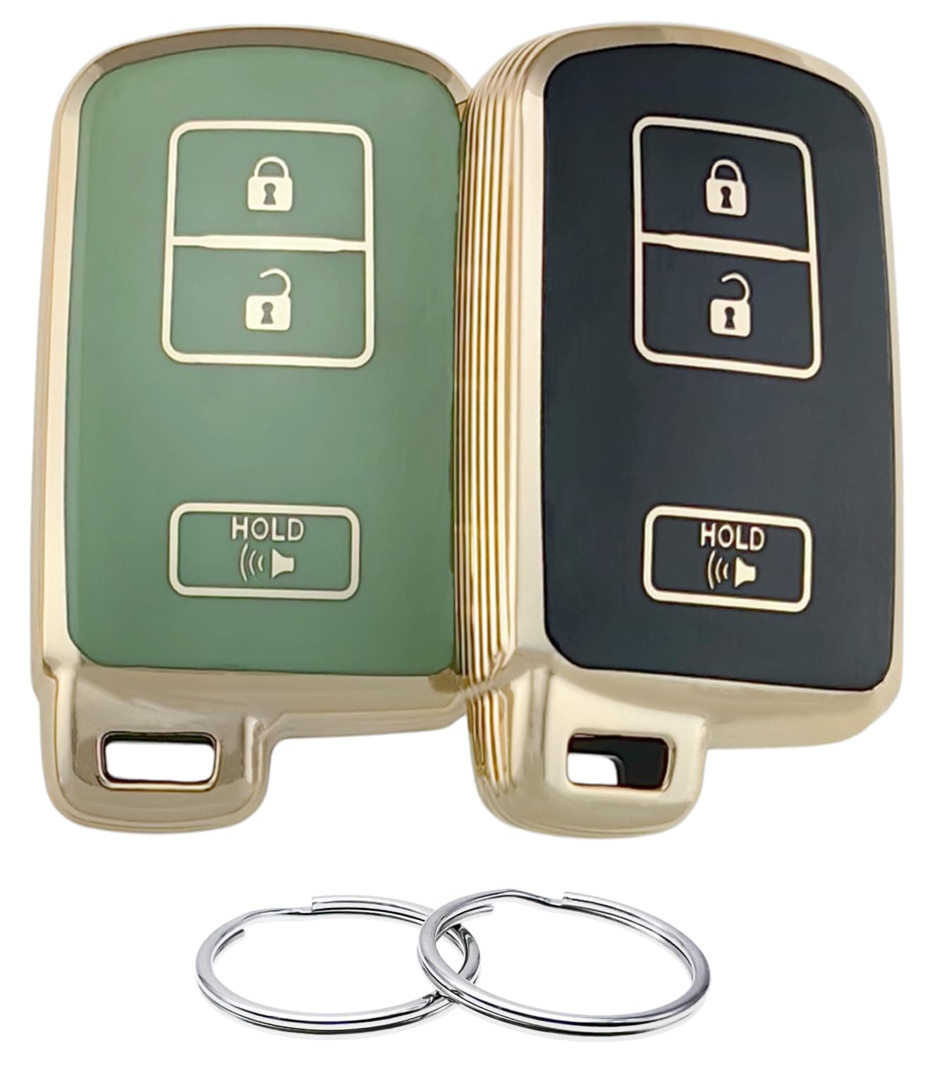 REPROTECTING TPU Key Fob Cover Compatible with Toyota 4Runner CHR Highlander Land Cruiser Prius C Prius V RAV4 3 Buttons BlackGreen