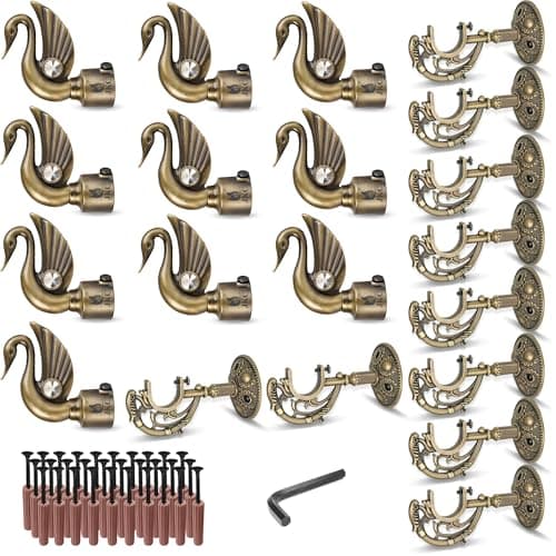 JKC Antique Zinc Alloy Peacock Curtain Brackets and Holders, Curtain Holders for Wall, Curtain Brackets, Stylish Curtain Holder, Curtain Rod Holder, Antique Color - 10 Bracket 10 Holder