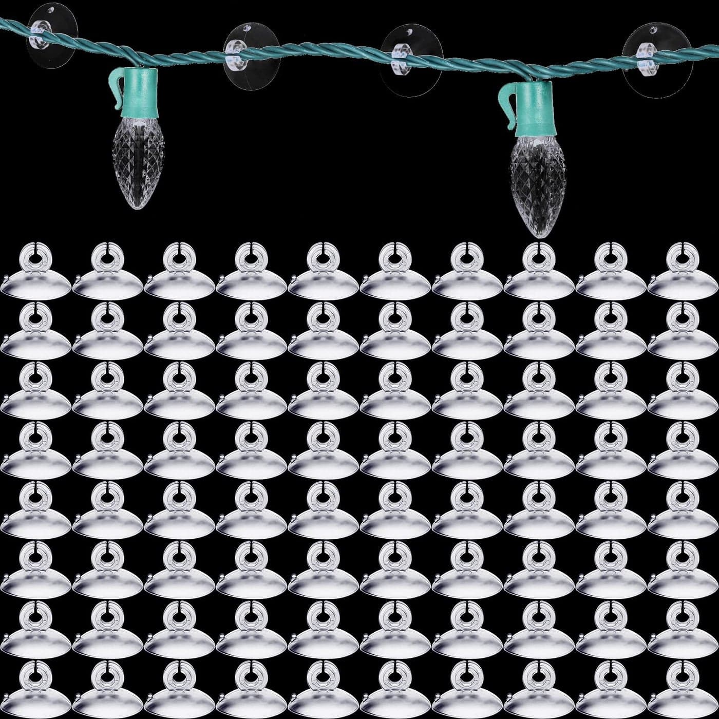 Skyley Christmas Light Holders Mini Hang Christmas Light Clips Suction Cup Clips Shower Suction Cup Hooks Outdoor Seasonal Lighting Hooks for Window Glass Home Bathroom Kitchen200 Pcs