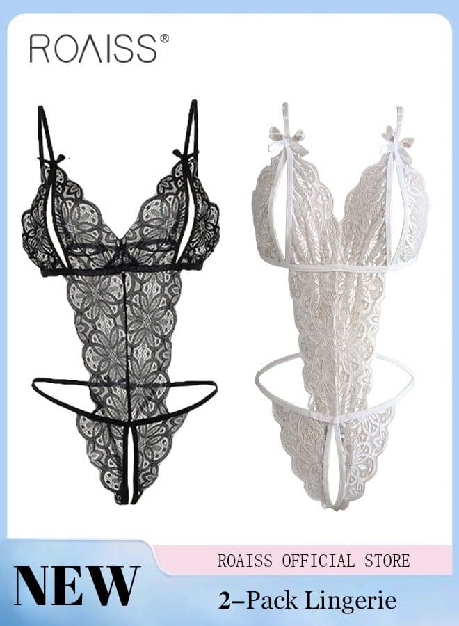 2 Pack of Bodysuit for Women Lace Lingerie Babydoll