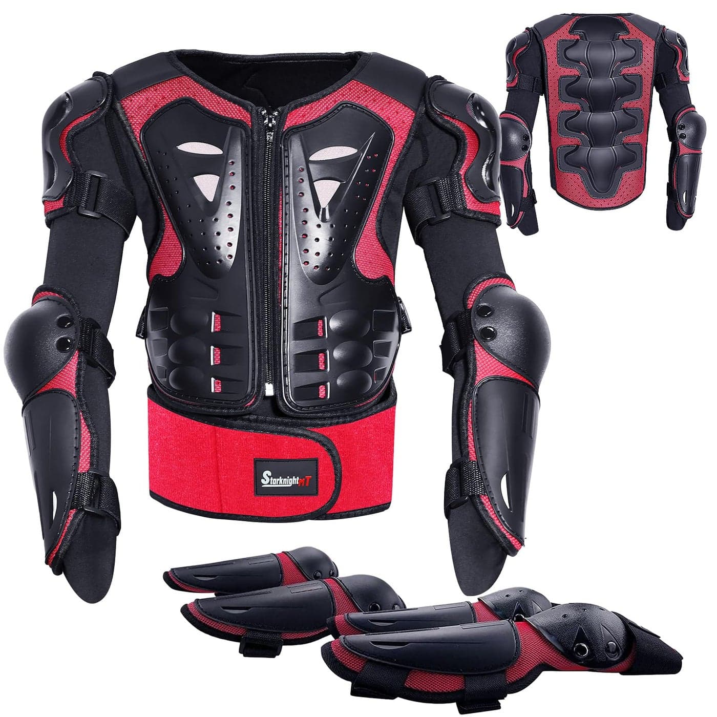 StarknightMT Kids Motorcycle Armor Suit Dirt Bike Gear Riding Protective Chest Spine Back Protector Shoulder Arm Elbow Knee Protector Pads for Cycling SkateboardSkiingSkatingOffRoad