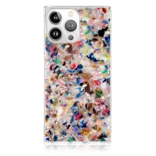 Flaunt Official Square Protective Case Compatible with iPhone 15 Pro Max Wireless Charging Stylish Drop Tested Shockproof Phone Case Rainbow Confetti Tortoise Shell