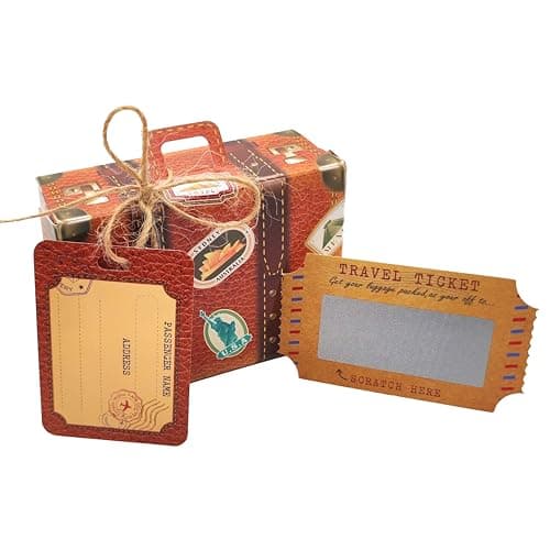 ASVP Shop DIY Surprise Mini Suitcase & Mini Travel Ticket Scratch & Reveal Card Kit - Great for Vacations, Valentine's Day, Birthdays and Family Getaways
