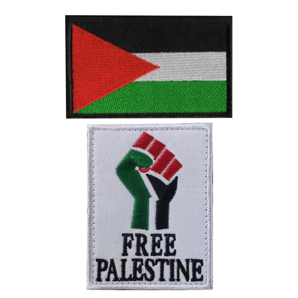 Free Palestine Flag Sew on Embroidery Tactical Patch Military Morale Armband Badges Emblem Applique Hook Patches for Clothes Bags Backpack Accessories Team Uniform