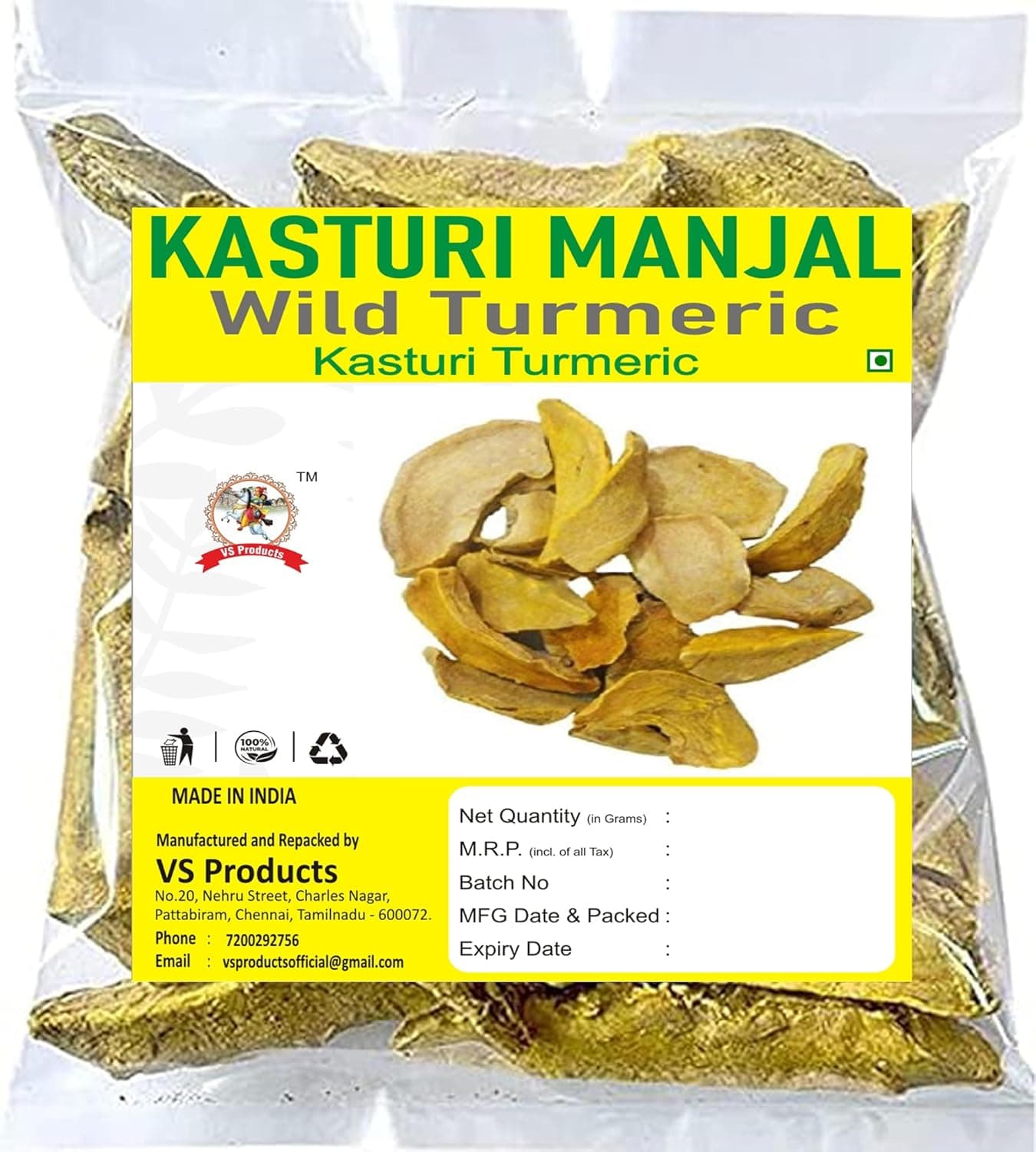VS Products Kasturi Manjal Wild Turmeric Kasthuri Haldi Kasturi Turmeric For Skin Care Face Pack 700g