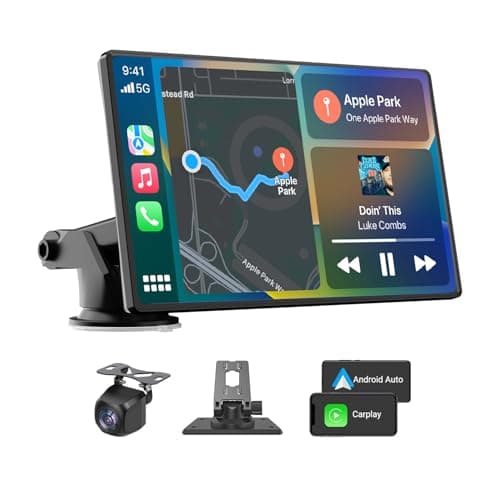 2026 Enhanced Carplay Screen for Car 7 HD Portable Carplay Android Auto with Bluetooth HD Backup Camera GPS Navigation Siri FM Radio AUX and Mirror Link Compatible with All Vehicles