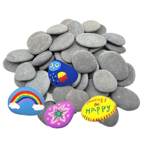 lifetop 50PCS Painting Rocks, Natural DIY Rocks Flat & Smooth Kindness Rocks for Arts, Crafts, Decoration, Medium & Small Rocks for Painting ,1.5"-3"Hand Picked for Painting Rocks