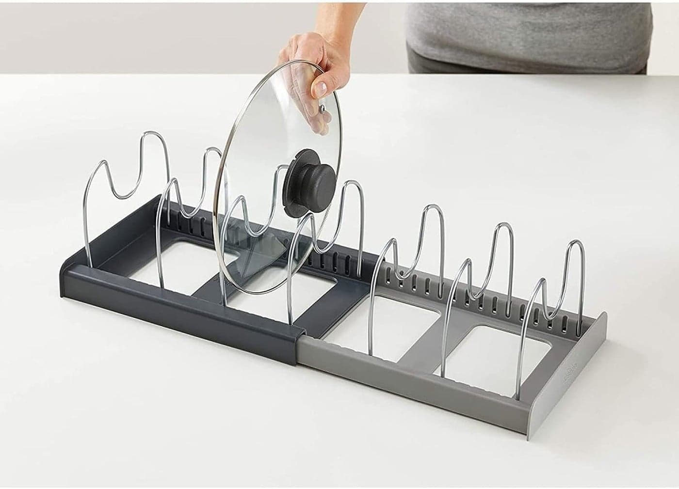Cyrox 7 Tier Kitchen Counter Top Pantry Pan and Pot Lid Stand PullOut Pan Organizer Pot Rack Holder Shelf Cooking Dish Drain Rack Drying Rack Kitchen Organizer Pan Cover Stand for Cabinet 1Pcs