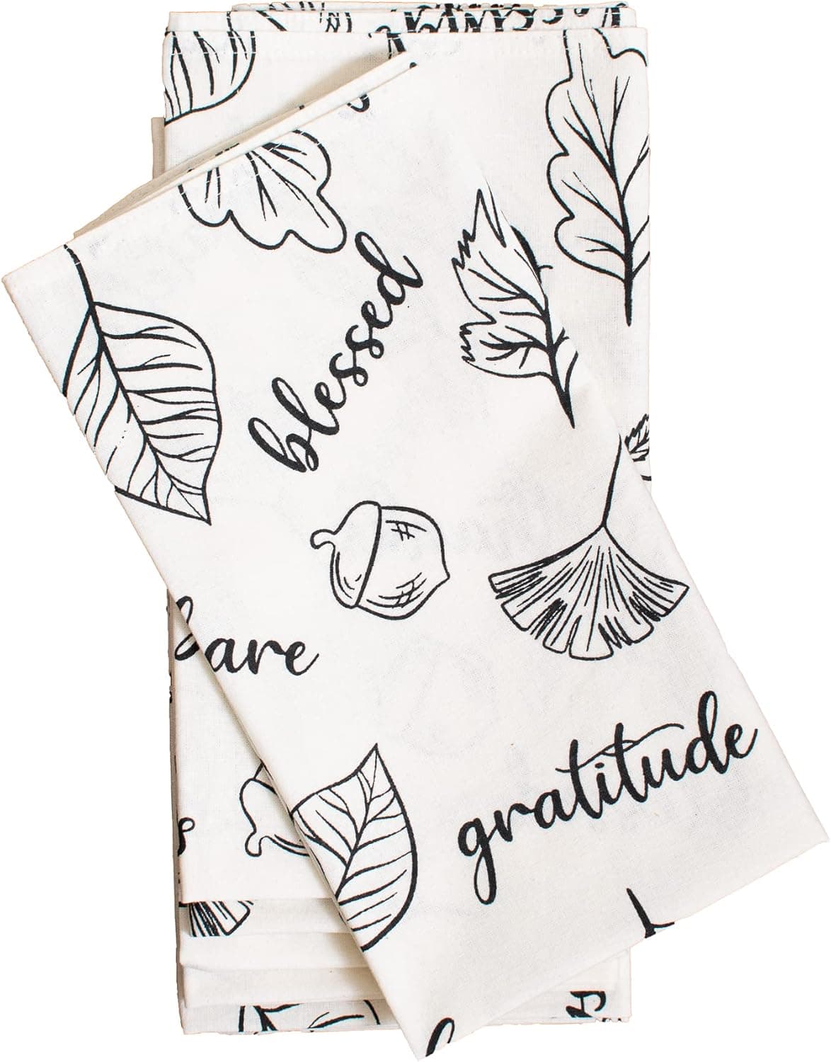 Thanksgiving Cloth Table Napkins with Gather Blessing Thanks Quote OffWhite Black 20x20 inch Pack of 6 for Holidays Halloween Christmas Wedding Cocktail Party