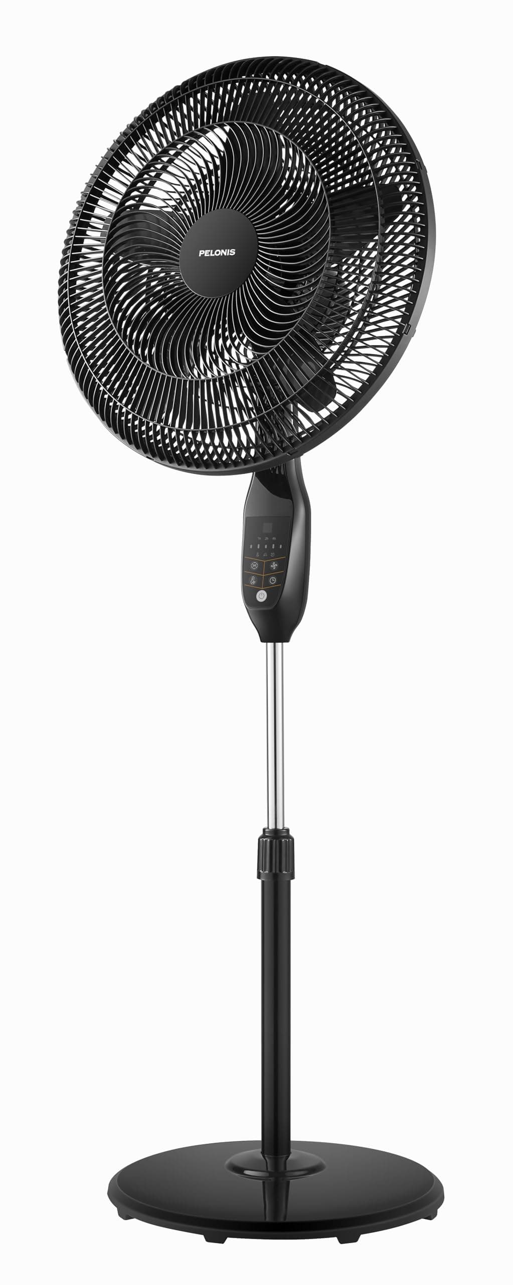 PELONIS PFS45A5BBB 18 inch 5Blade Oscillating Adjustable Standing Pedestal Remote LED Display 5 Speed Setting and 7Hour Timer Fan Black