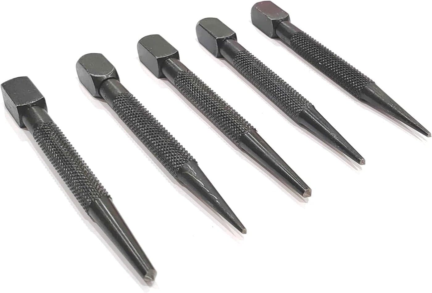 Buyohlic Set of 5 Pcs Center Punch-Imperial Standard Hard Metal-Wood Working Hand Tools ((Square Head))