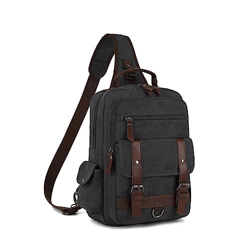 Vintage Canvas, Laptop, Men's Crossbody Bag, Lightweight Canvas Single Shoulder Bag, Travel Crossbody Bag, Casual Travel, Cycling Black