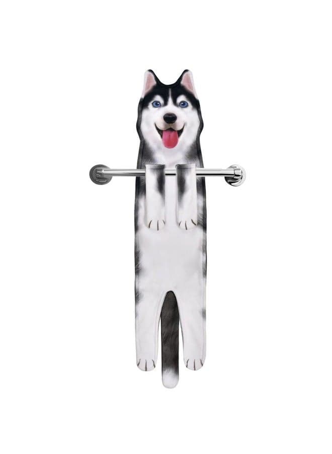 Funny Husky Dog Hand Towels for Kitchen Bathroom - Dog Mom Dad Gifts for Women Men Teens Kids-Easter Mothers Fathers Days Valentines Housewarming Birthday Gifts for Animal Lovers