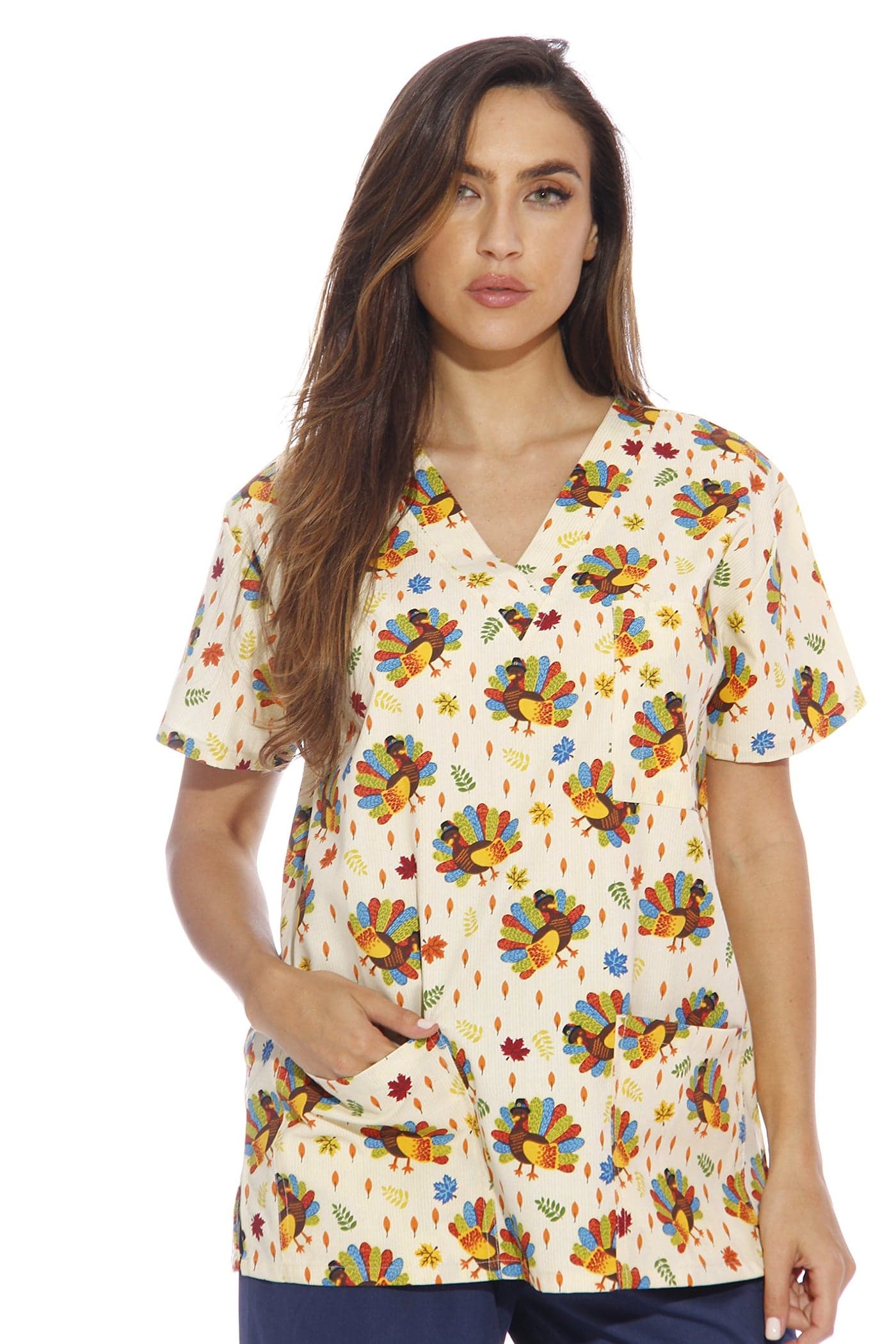 216V-8-S Just Love Women's Scrub Tops / Holiday Scrubs / Nursing Scrubs Turkey Small