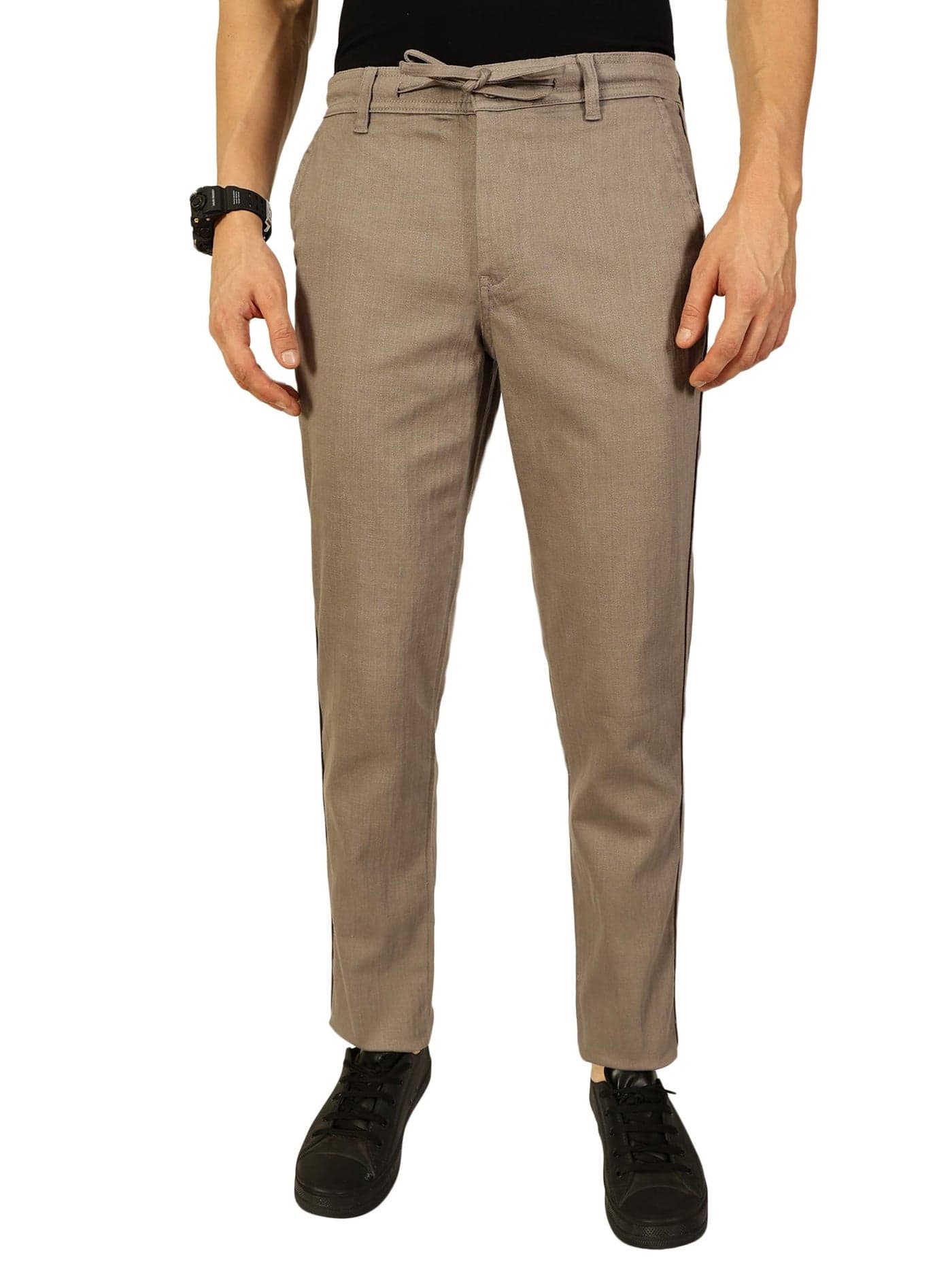 Thomas Scott Men's Mid-Rise Cotton Linen Smart Chino Trouser (Grey, 34)