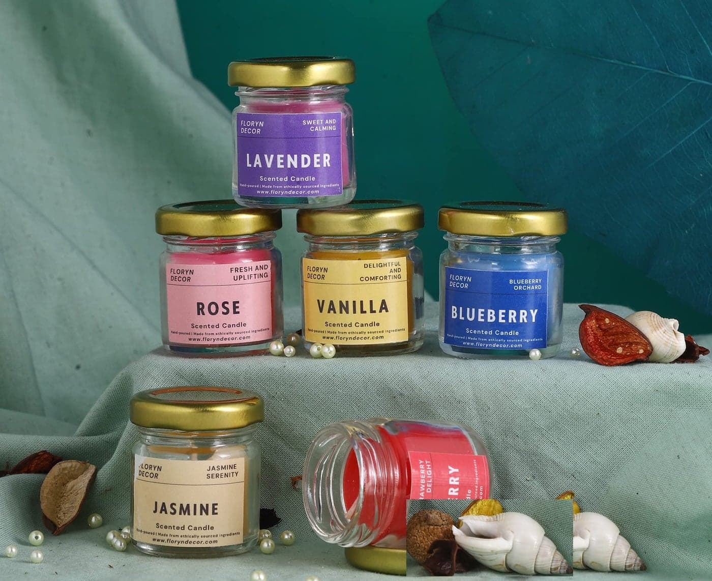 Floryn Decor Candles Set of 24 Scented Candles for Home Decor in Small Glass Jars | Perfect Scented Candles Gift Set | Fragrance Candles for Home Decor | for Meditation, & Relaxation Sze - 5H x 4W cm