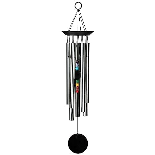Woodstock Chimes Signature Collection, Woodstock Chakra Chime, Large (24'') Black, Eastern Energies Wind Chimes for Outdoor, Patio, Home or Garden Décor (CC7L)