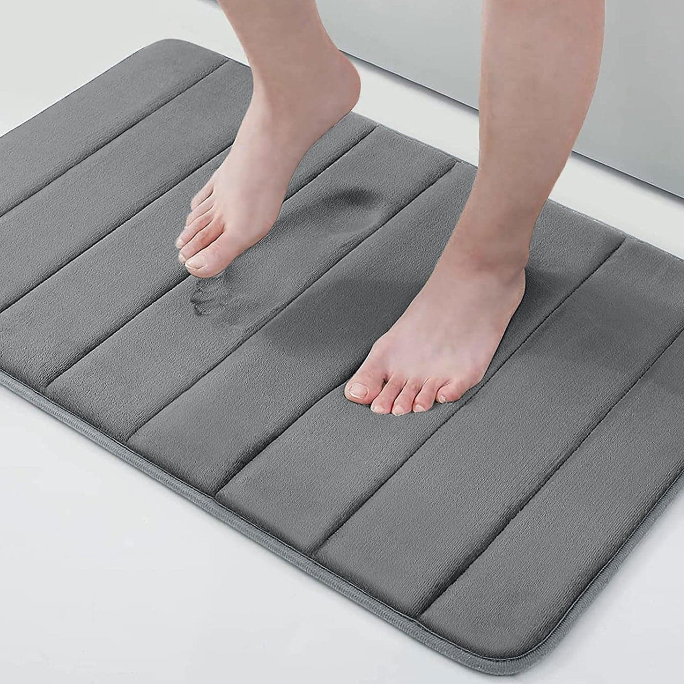 Buganda Memory Foam Bath Mat 30 x 20 Ultra Soft and NonSlip Bathroom Rugs Water Absorbent and Machine Washable Bath Rug for Bathroom Shower and Tub Grey