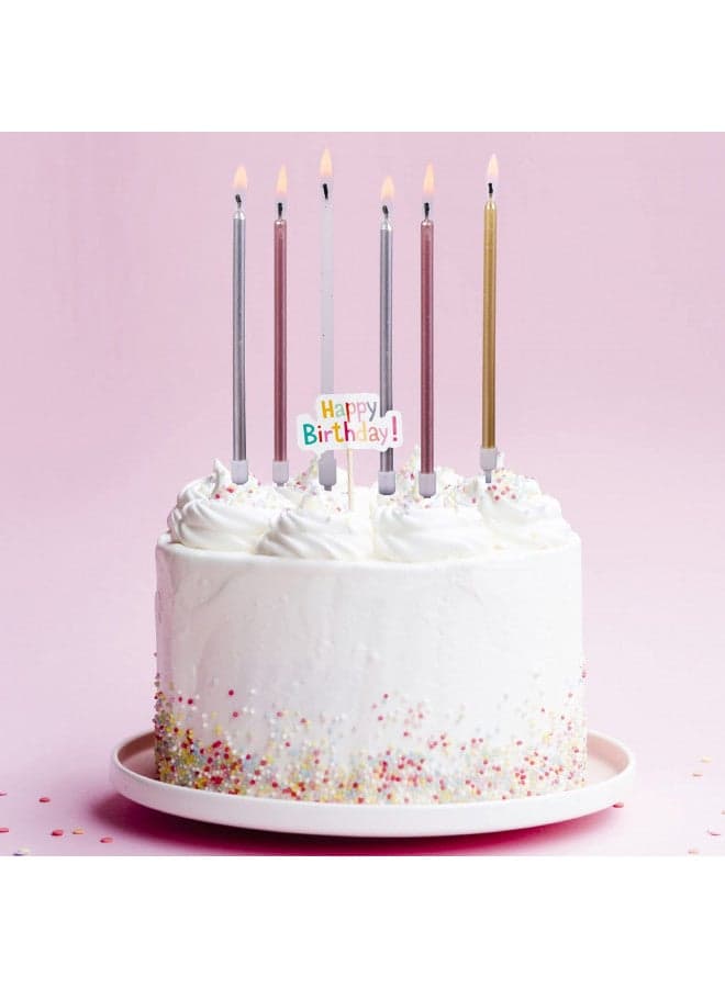 PHD CAKE Long Birthday Candles in Holders in Gold Silver Rose Gold White, Cake Candles, Birthday Parties, Wedding Decorations, Party Candles, Celebrations