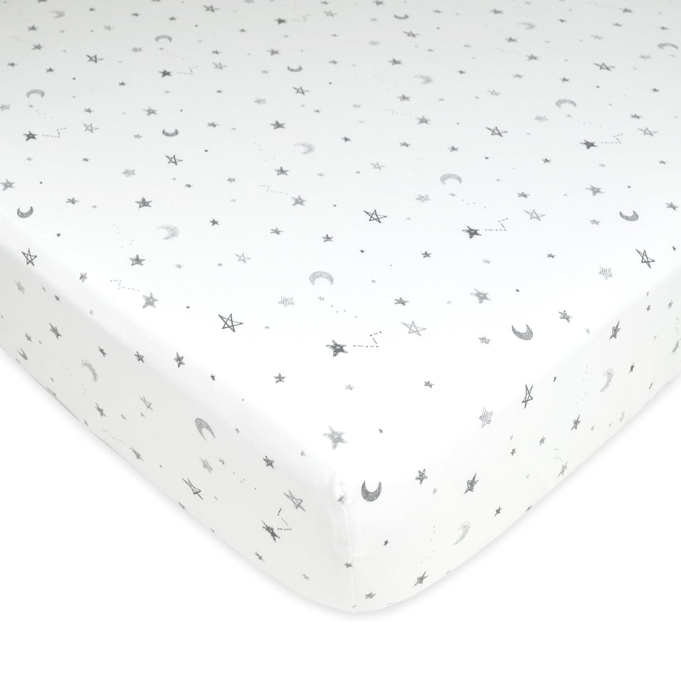 American Baby Company 100 Natural Cotton Fitted Crib Sheet 52 x 28 Soft Breathable Hypoallergenic Gentle Toddler Bed Sheet Gray Stars and Moons Neutral for Boys Girls