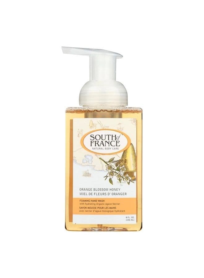 Foaming Hand Wash With Hydrating Organic Agave Nectar Orange Blossom Honey, 8 Oz