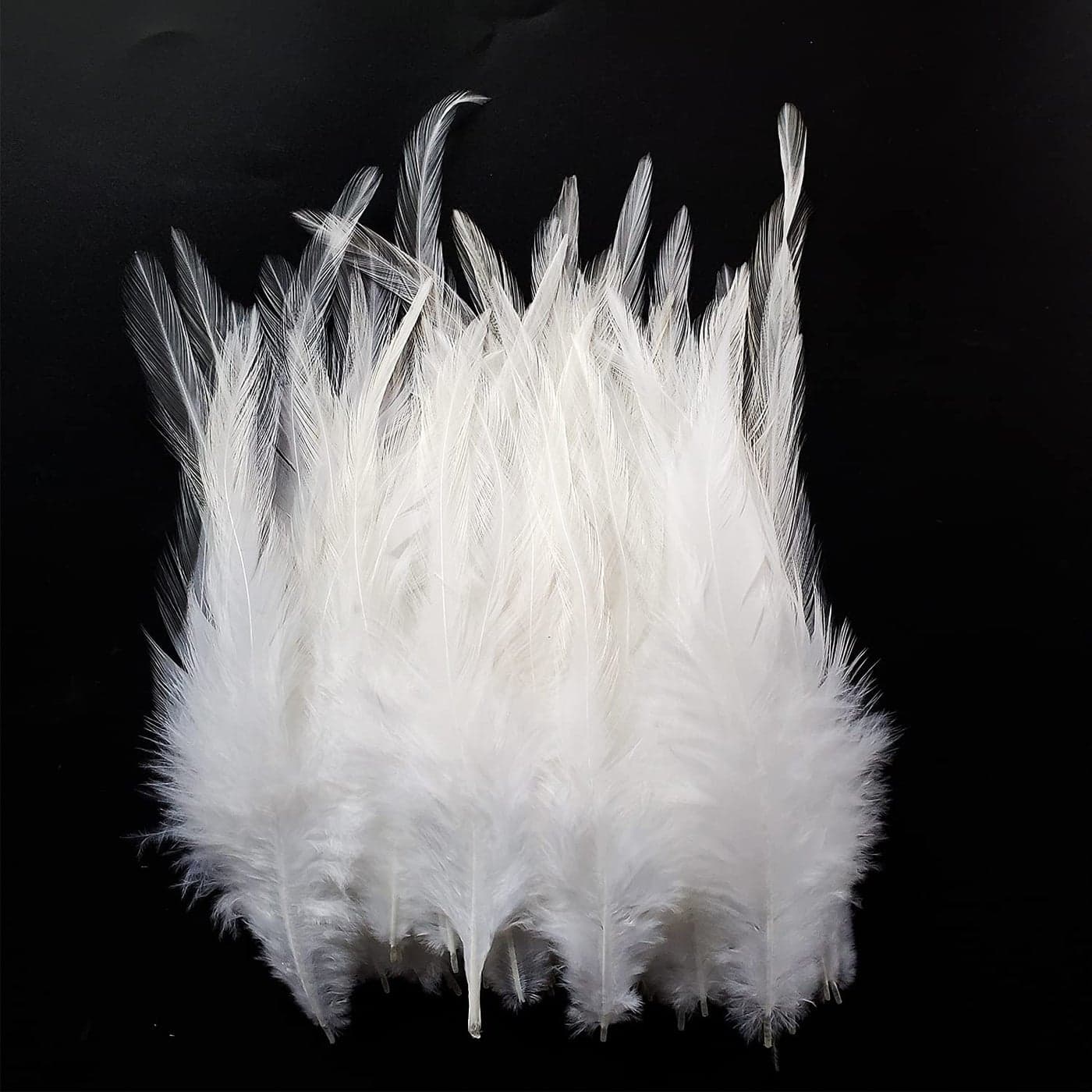 Happy Feather 100PCS Saddle Hackle Rooster Feather for Crafts 57 inch Natural Pheasant Neck Feathers DIY Pendant Earrings Dream CatcherWhite