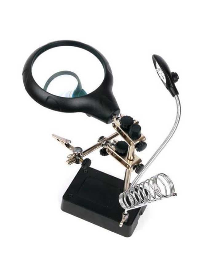 LED Light Magnifier With Soldering Iron Stand Black