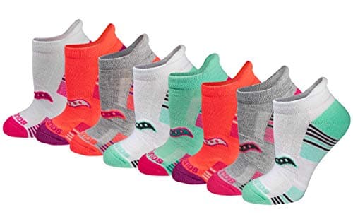 Saucony Women's RunDry Performance 8, 16 Pairs Heel Tab Athletic Socks, S-L, Assorted Light (8 Pairs), Large