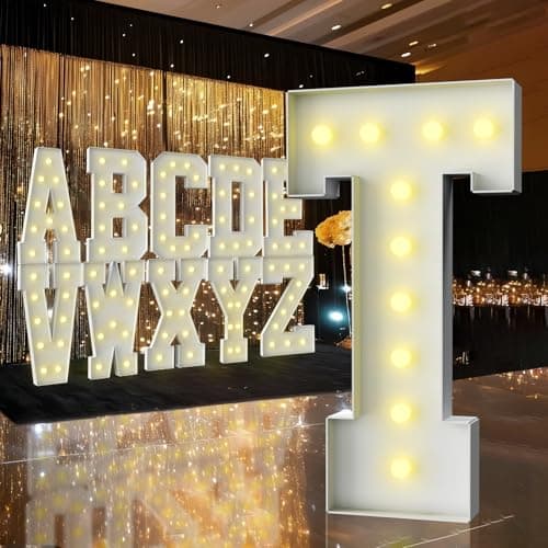 ZFUNBO 3FT Marquee Light Up LetterMarquee Letters 3 Feet Tall Large Led Sign for Baby ShowerPartyBirthday DecorationsGraduationPromLetter T
