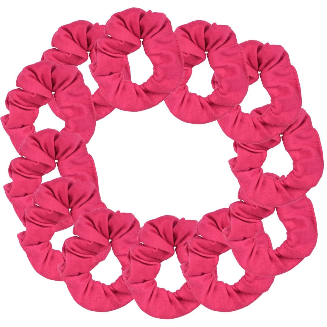 12 Pack Solid Hair Ties Scrunchies Hot Pink