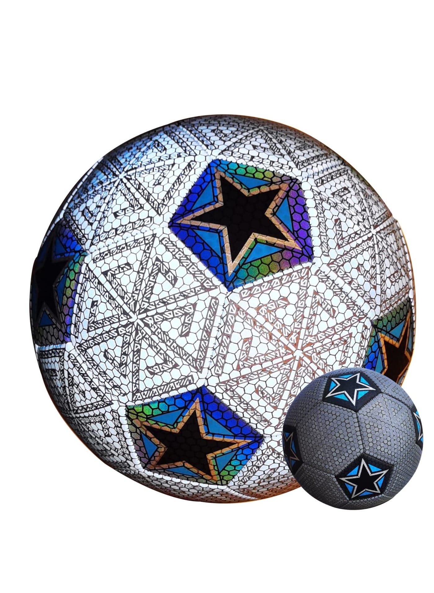 Soccer Ball, Holographic Soccer Ball Size 5, Reflective Glowing Soccer Ball with Pump for Indoor-Outdoor Soccer Training Gift