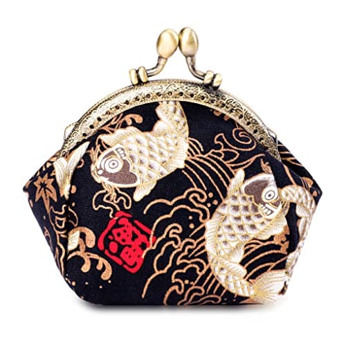 Oyachic Carp Coin Purse,Cute Change Purse,Lucky Coin Pouch,Small Wallet,Vintage Pouch Kiss Lock,Small Money Bag for Women